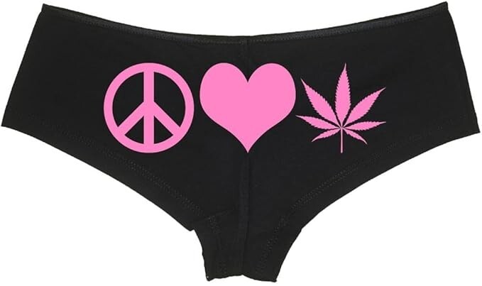 PEACE LOVE POT booty short underwear marijuana weed panties 15 colors size S to 3XL