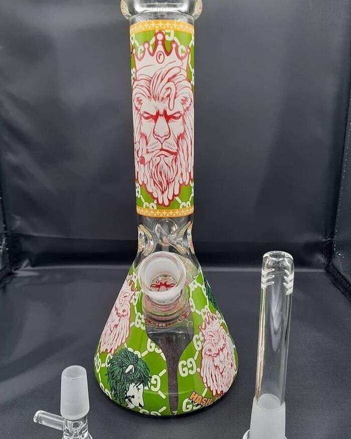 11 Inch Bongs Glass Bong Smoking Hookah Glass Water Pipes 14mm Bowl (Blue/Green) - Maryjanes Bong Shop