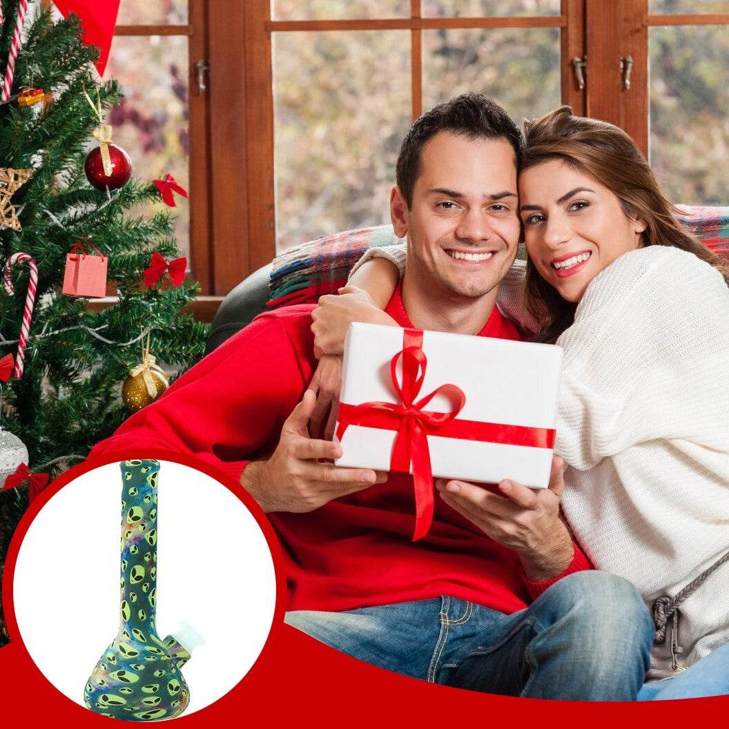 Silicone Hookah Water Pipe Bong, Luminous Alien Pattern Home with 13mm glass bow - Maryjanes Bong Shop