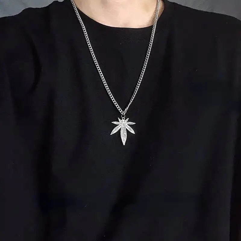 Cannabis Leaf Jewelry Silvery Hemp Marijuana Pot Pendant Necklace