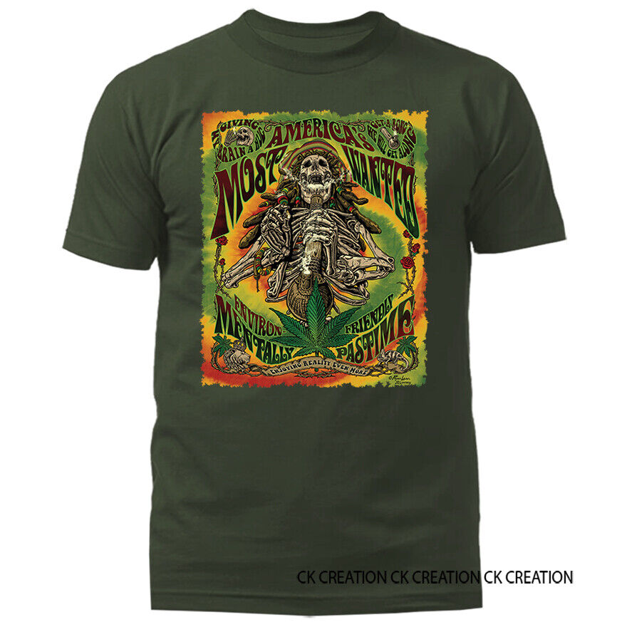 Most Wanted Marijuana Weed Pot Cannabis Graphic T-shirt 13 Colors sizes S to 5XL