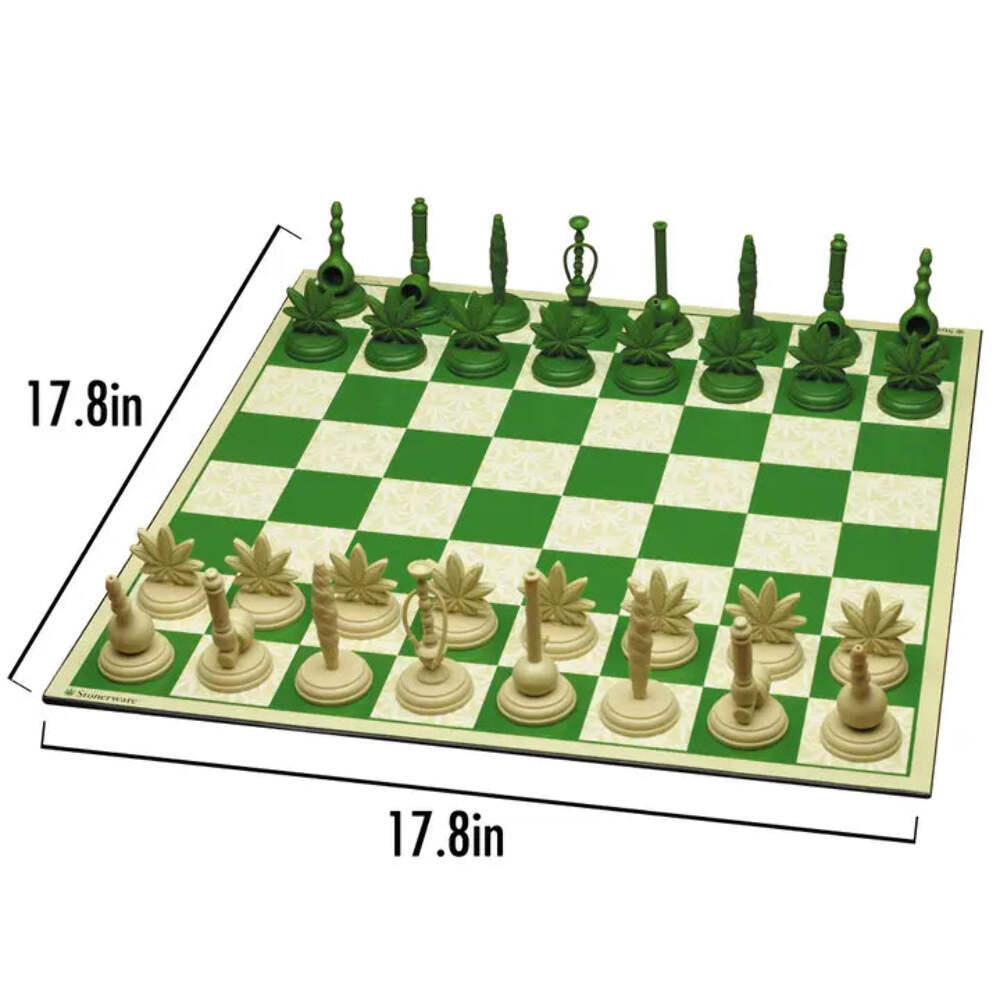 Stonerware Chess Set Game Pot Leaf Cannabis Themed Game