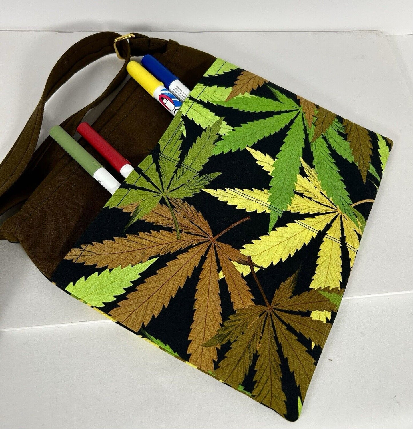 New Handmade Marijuana, Cannabis Cross Body Purse Hand Embroidered Peace Sign