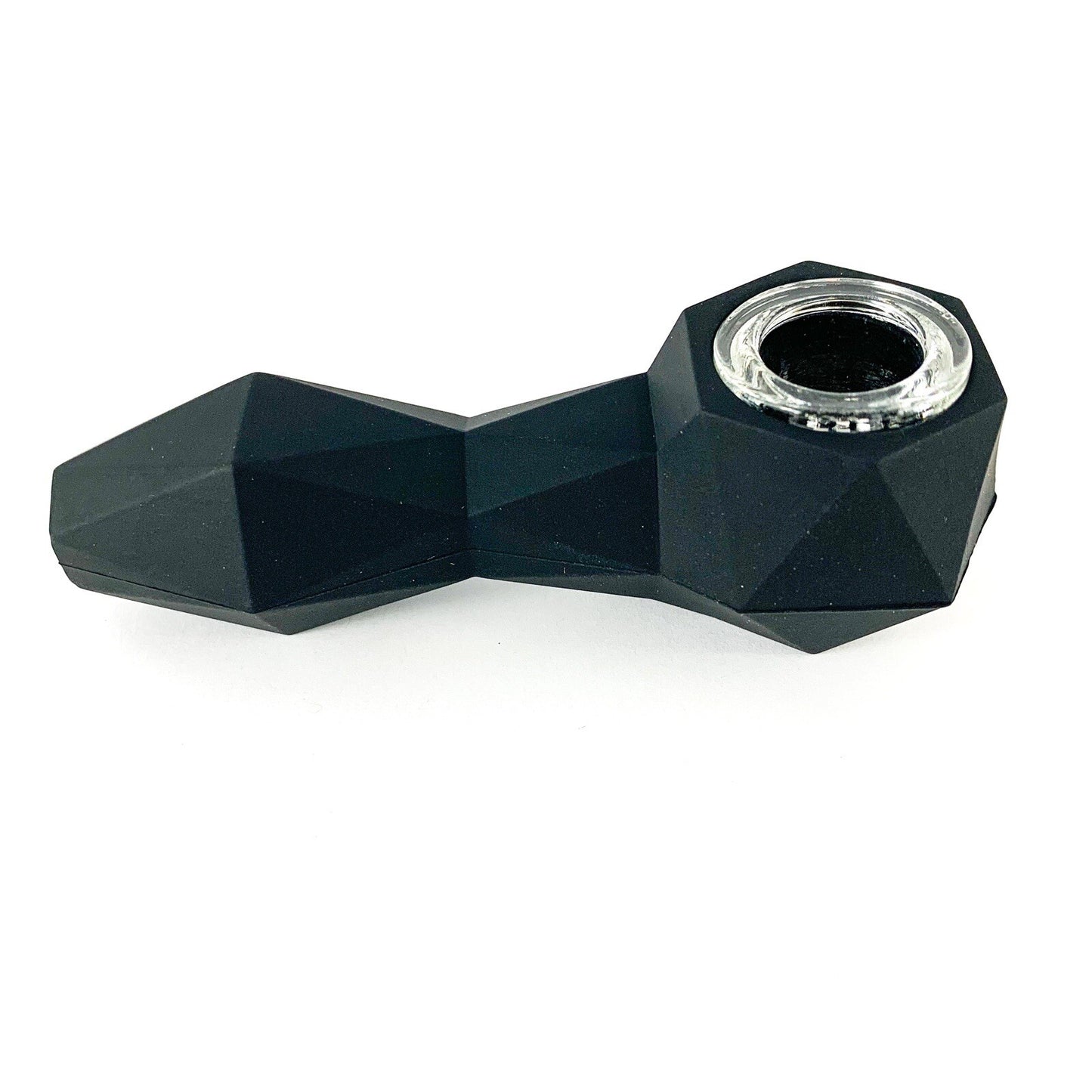 Black Prism Unbreakable Silicone Tobacco Smoking Pipe w/ Glass Bowl
