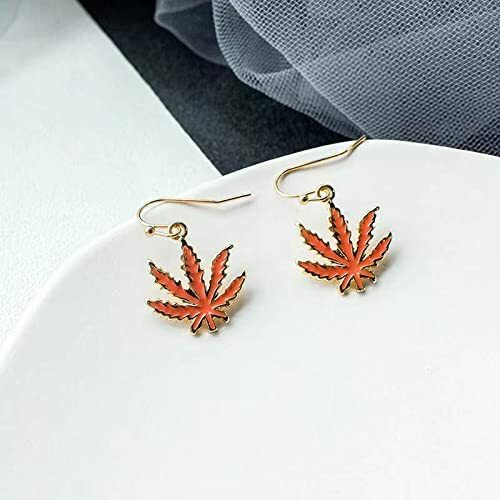 MARIJUANA POT LEAF EARRINGS RED COLORED MARIJUANA EARRINGS GREAT LEAF EARRINGS