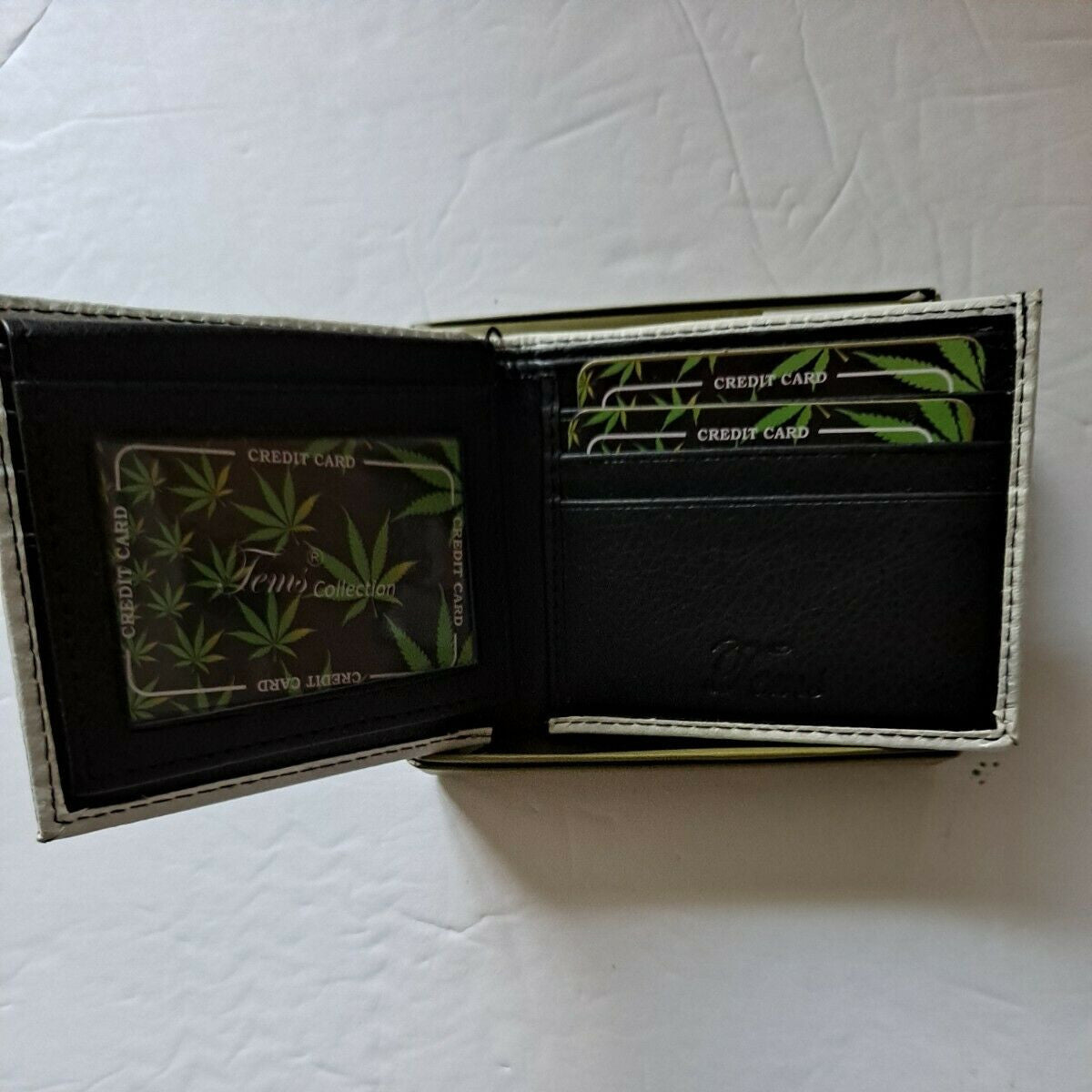Marijuana Pot Leaf Bi-Fold Men's Leather Wallet Printed In Gift Box High Quality