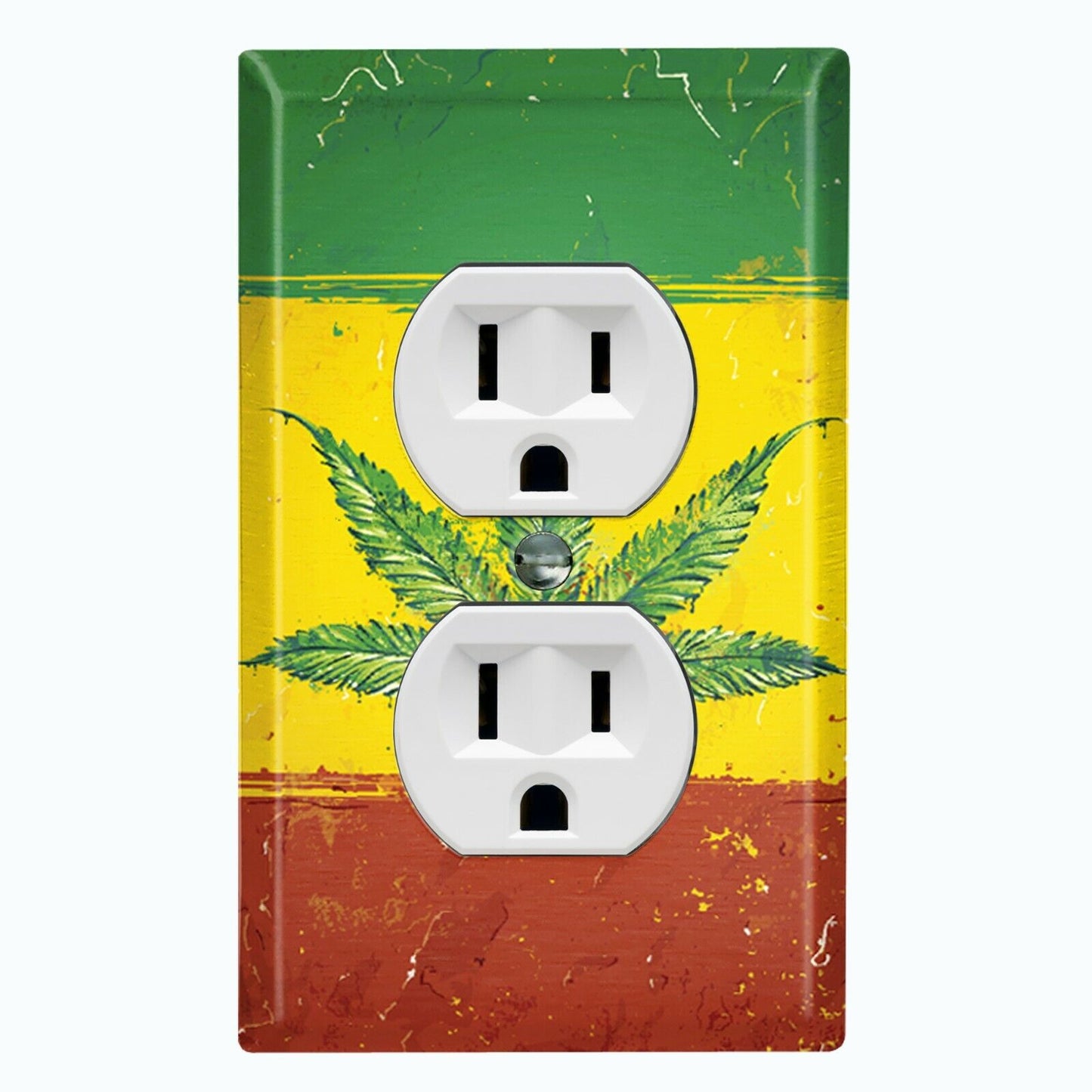 Metal Light Switch Cover Wall Plate Weed Flag Rasta