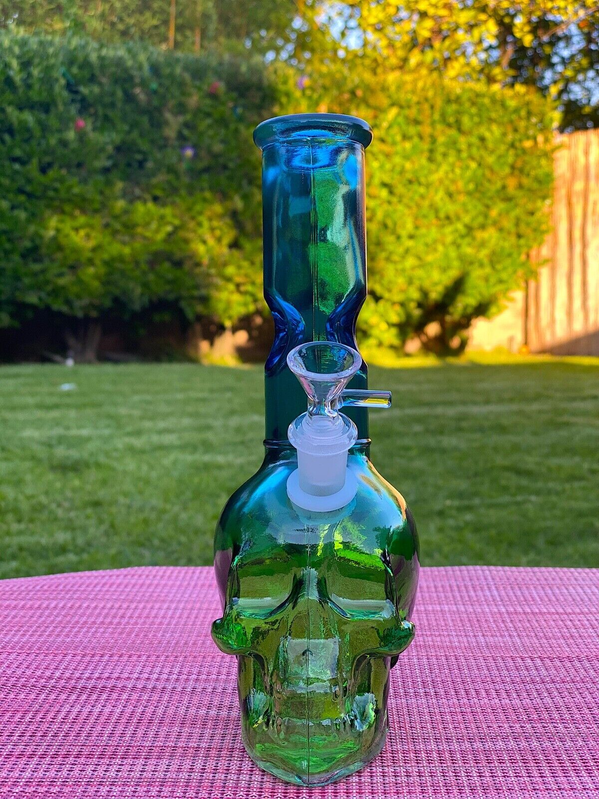 9" Halloween Skull Water Pipe Bong Hookah Thick Glass Bubbler Free Shipping