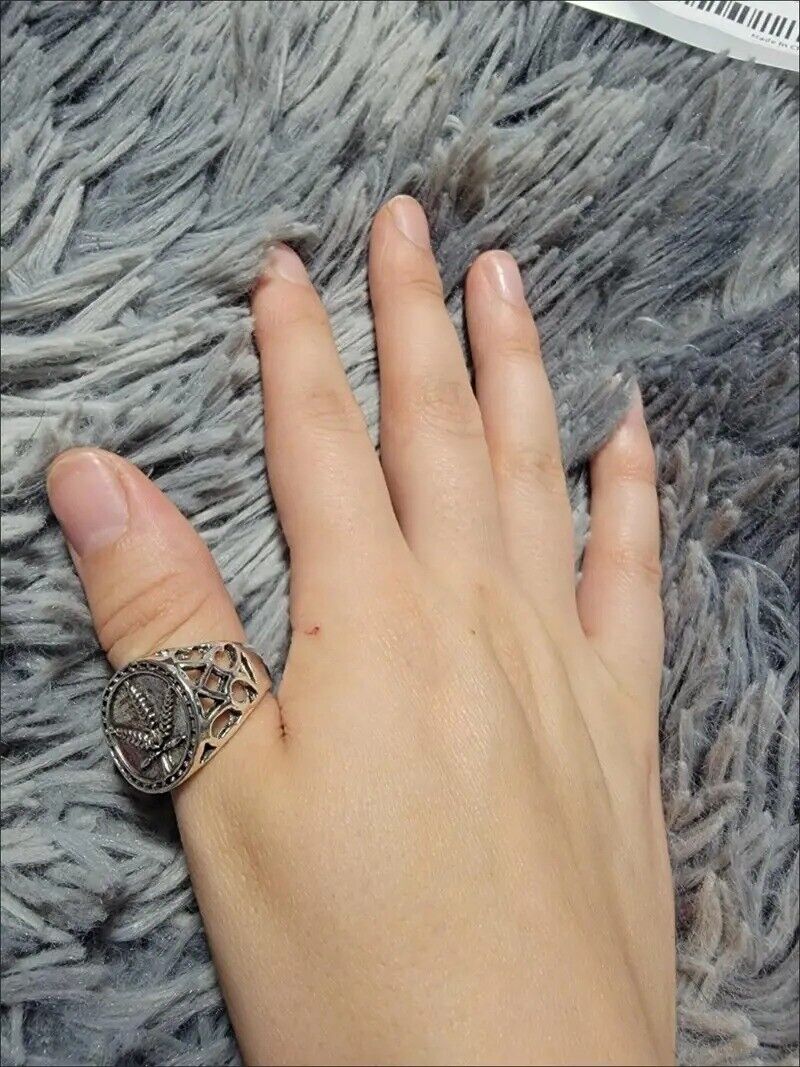 Marijuana Leaf Ring, Pot, Cannabis, Weed, Biker, Stoner, Punk, Metal, Rock size 8 to 11
