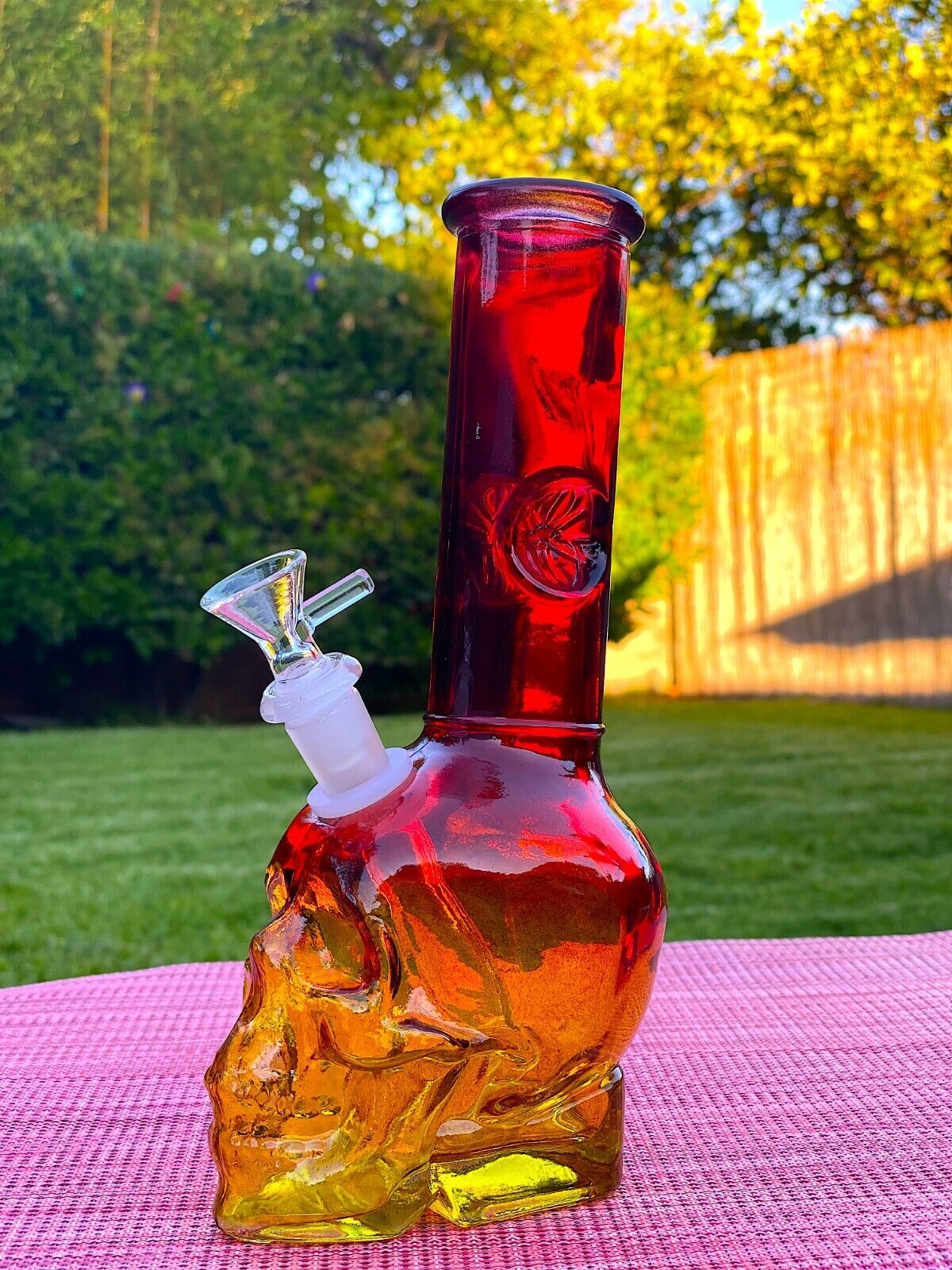 Red Skull 9" Premium Glass Water Pipe Bong Bubbler Hookah