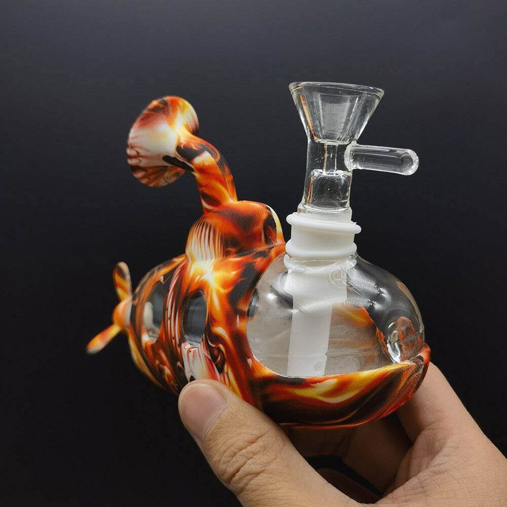 Silicone Smoking Water Pipe Glass Bong Hookah Shisha Submarine W/ Glass Bowl US - Maryjanes Bong Shop