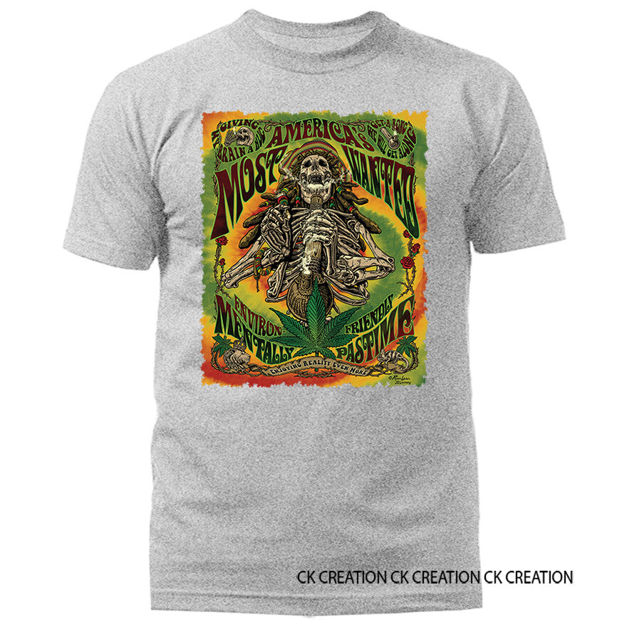 Most Wanted Marijuana Weed Pot Cannabis Graphic T-shirt 13 Colors sizes S to 5XL