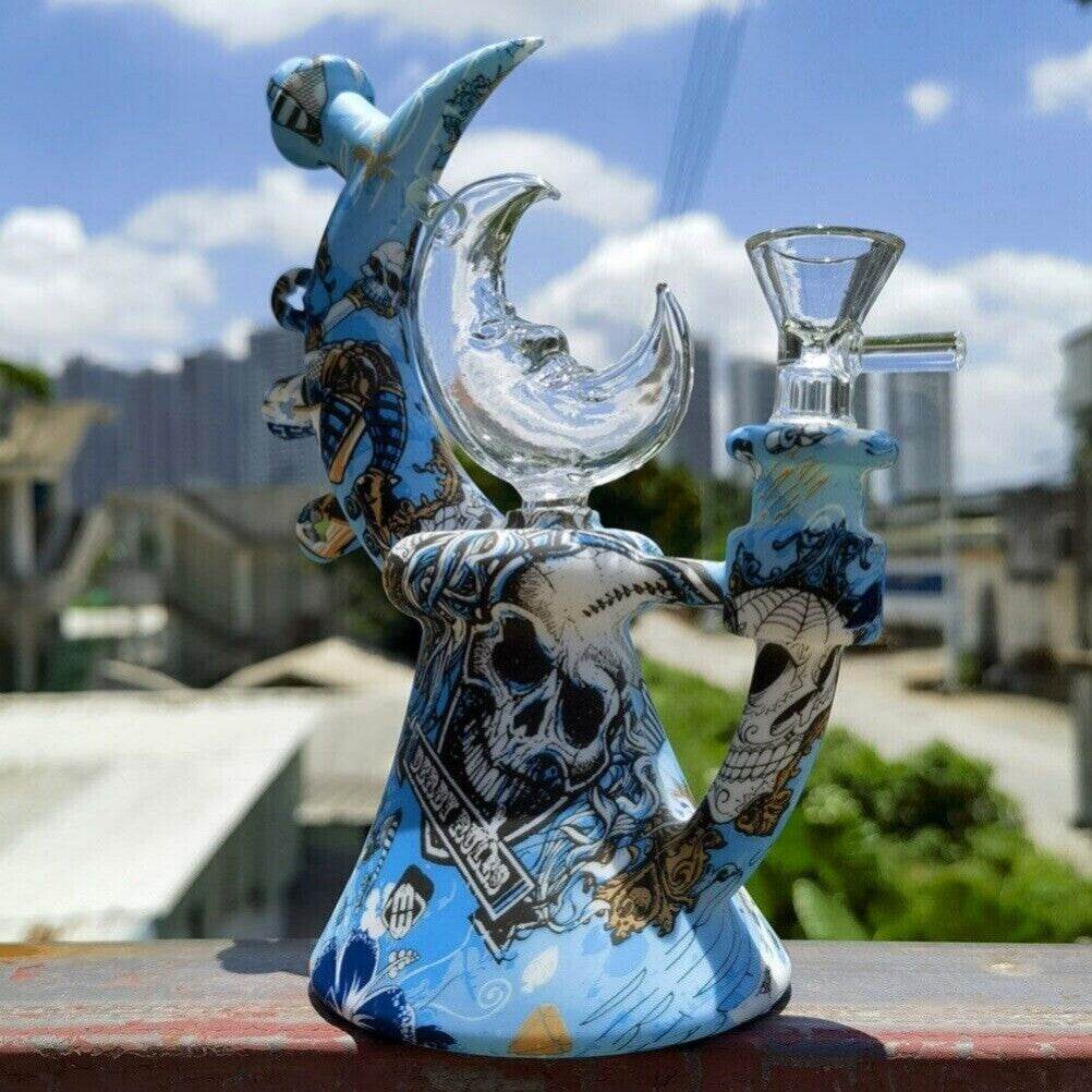 7.5 inch Silicone Smoking Water Pipe Moon Teapot Hookah Bong w/ Glass Bowl NEW - Maryjanes Bong Shop