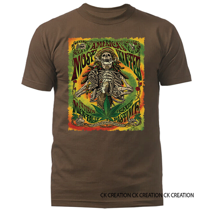 Most Wanted Marijuana Weed Pot Cannabis Graphic T-shirt 13 Colors sizes S to 5XL