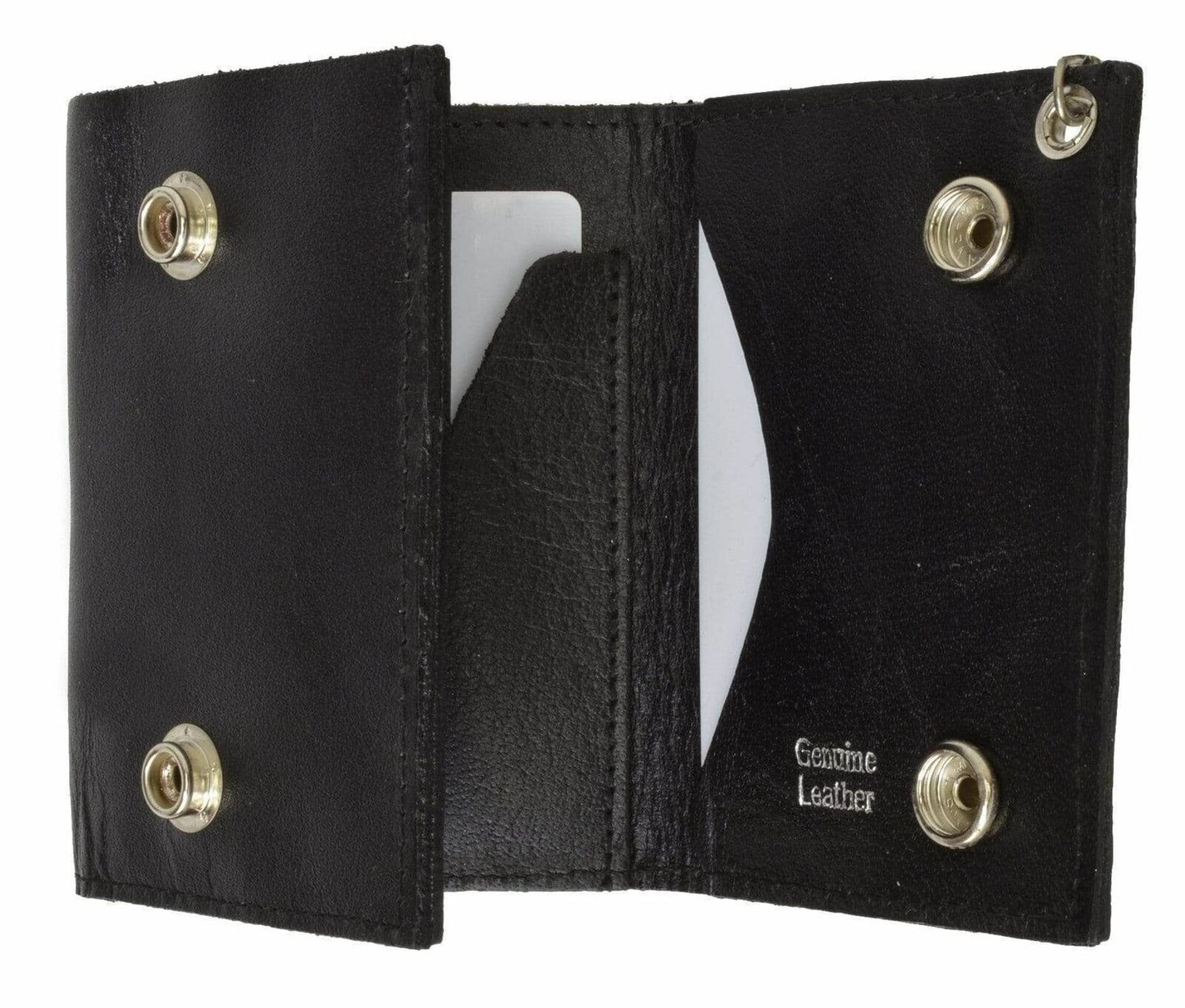 Marijuana Leaf Imprint Genuine Leather Biker Trifold Wallet 946-9 (C)