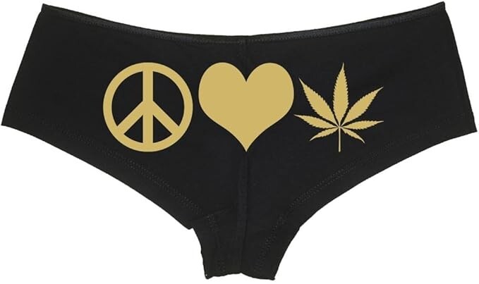 PEACE LOVE POT booty short underwear marijuana weed panties 15 colors size S to 3XL