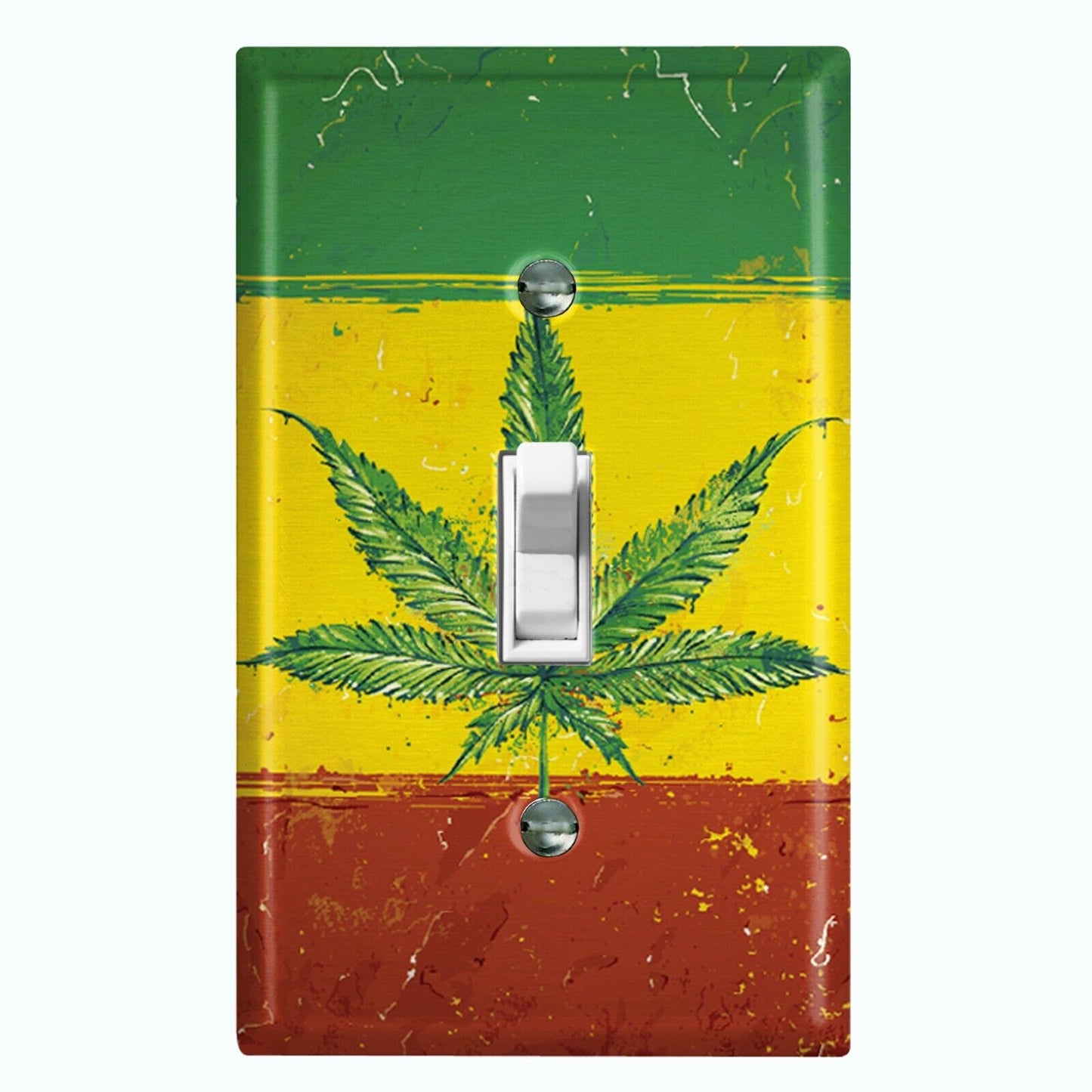 Metal Light Switch Cover Wall Plate Weed Flag Rasta