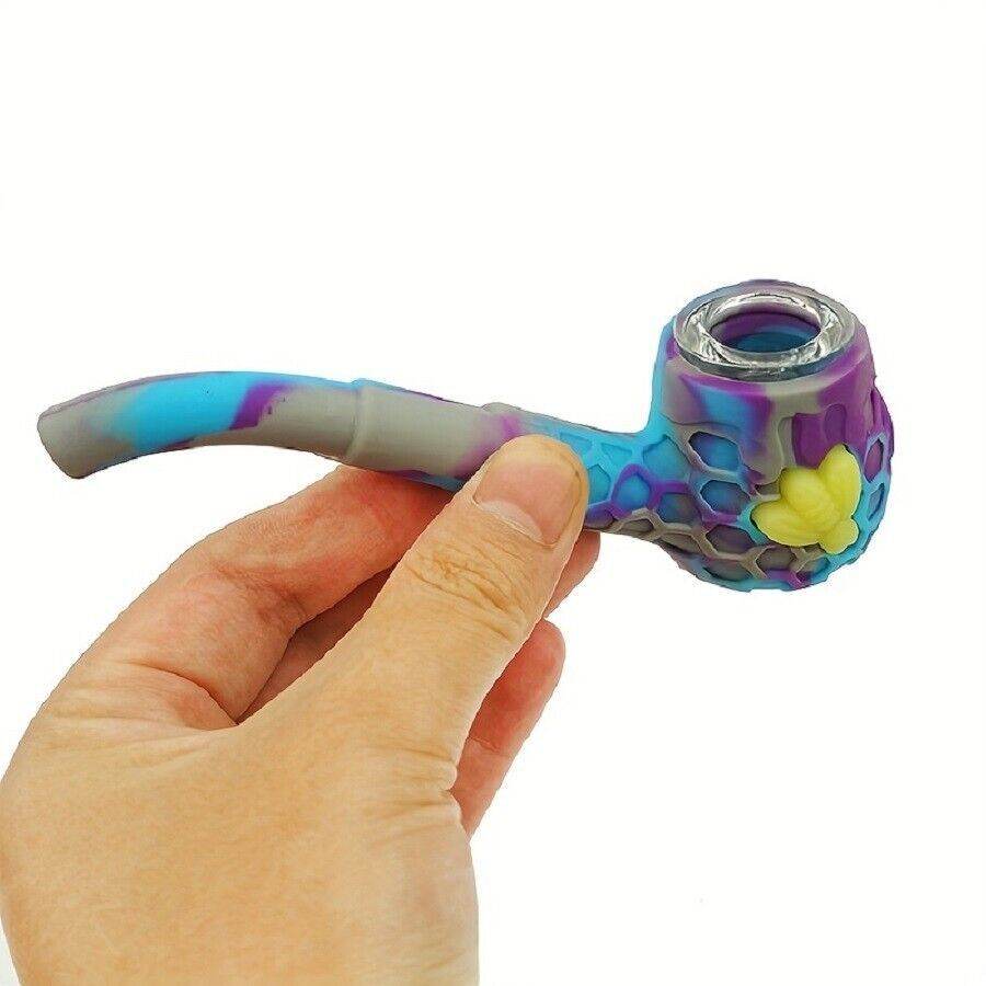 Silicone Smoking Pipe, Classic Vintage Silicone Tobacco Pipes with 9 Hole Glass - Maryjanes Bong Shop