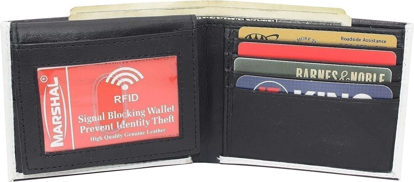 Printed Marijuana Leaf RFID Blocking Genuine Leather Bifold Wallet with Gift box