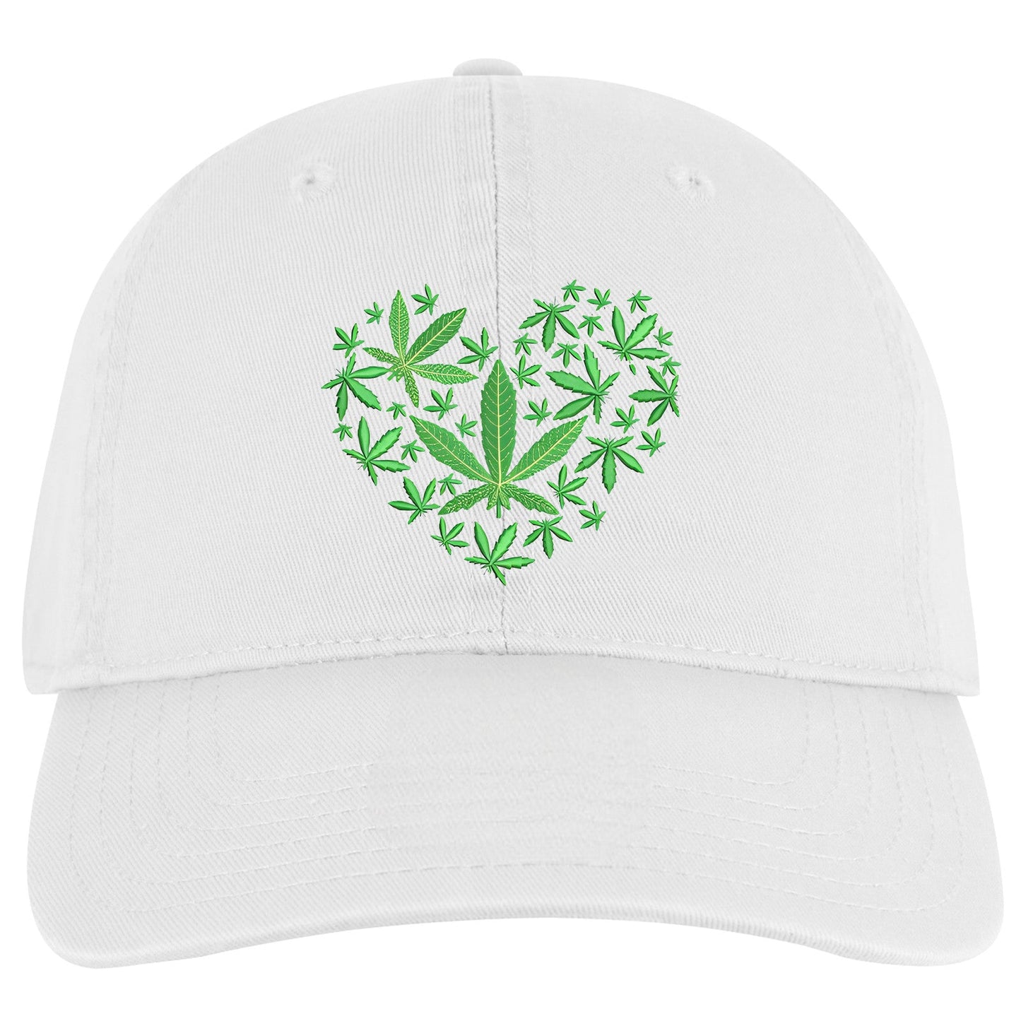 Trenz Shirt Company 420 Weed Filled Heart Embroidered Cap with Otto Buckle, White