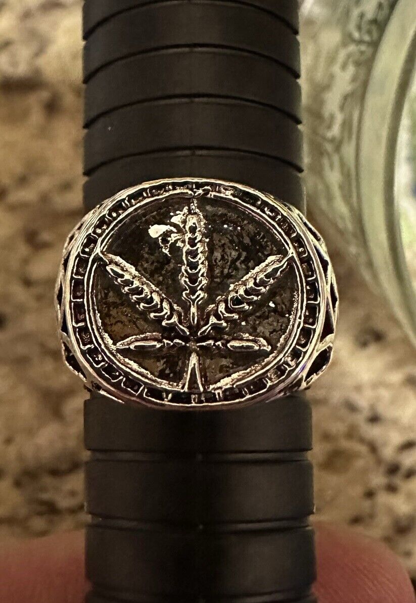 Marijuana Leaf Ring, Pot, Cannabis, Weed, Biker, Stoner, Punk, Metal, Rock size 8 to 11