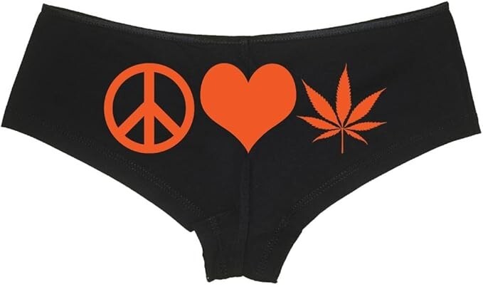 PEACE LOVE POT booty short underwear marijuana weed panties 15 colors size S to 3XL