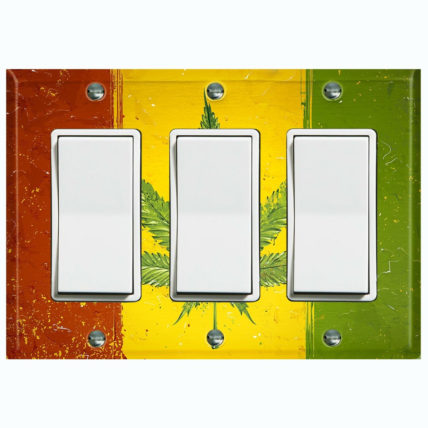 Metal Light Switch Cover Wall Plate Weed Flag Rasta