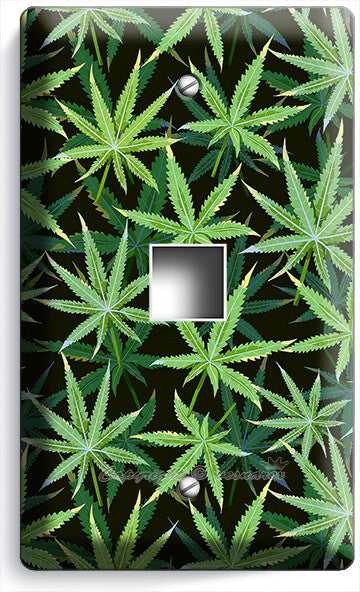 CANNABIS MARIJUANA LEAF PATTERN LIGHT SWITCH OUTLETS WALL PLATES MAN CAVE DECOR