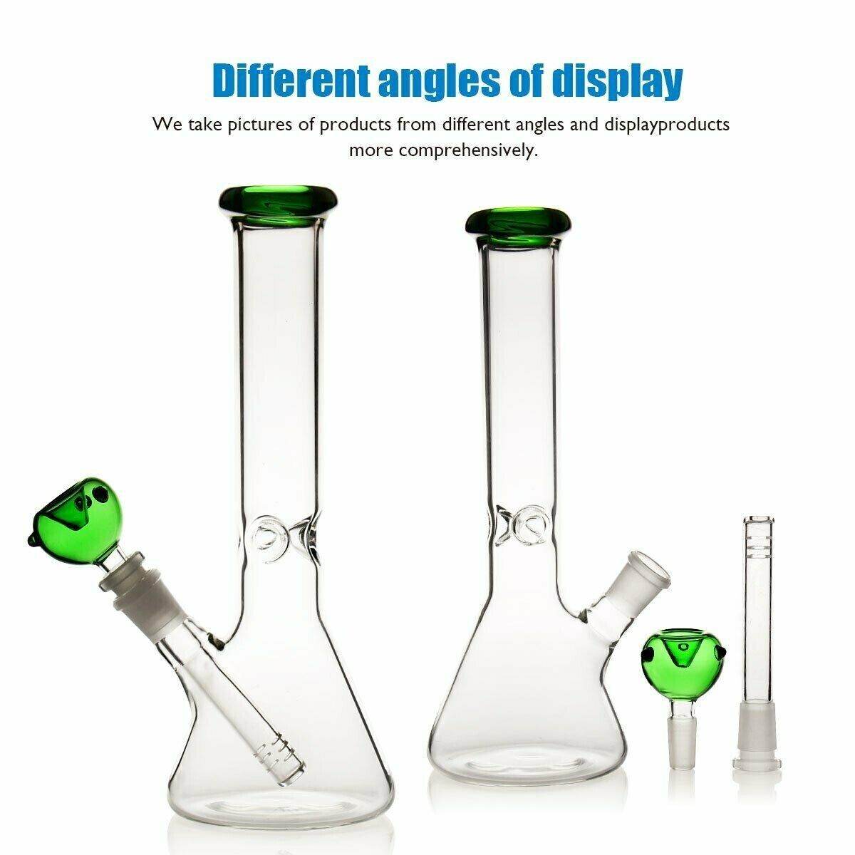 10 Inch Bongs Green Glass Bong Smoking Hookah Glass Water Pipes 14mm Bowl Beaker - Maryjanes Bong Shop