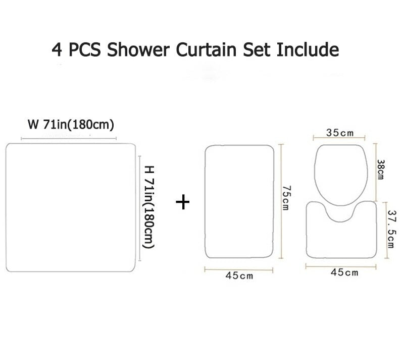 Colorful Weeds Leaves Bathroom Shower Curtain Non-Slip Bath Mat Toilet Cover Set