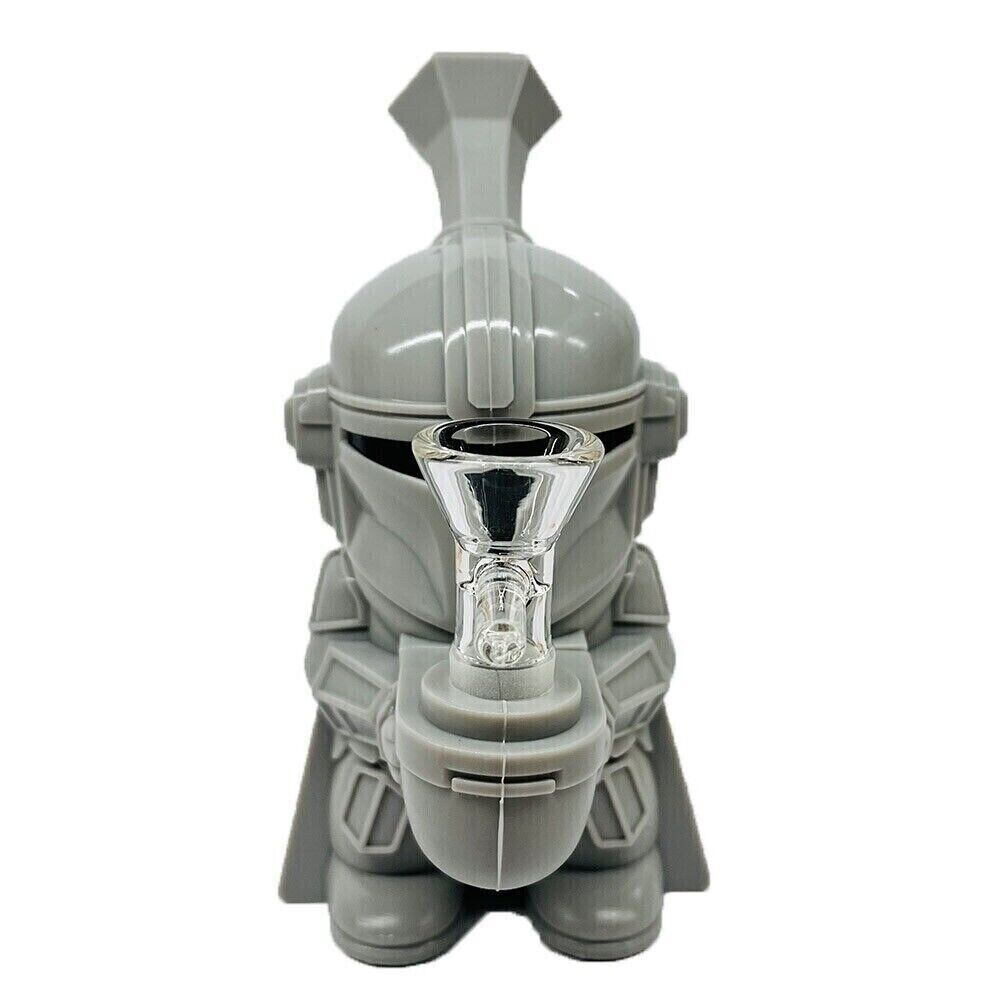4.3" Silicone Bong Hookah Gray Soldiers Water Pipe Smoking Pipes W/ Glass Bowl