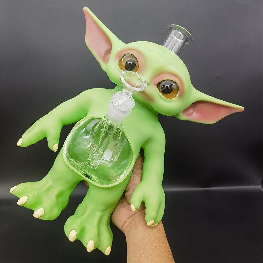 28.5cm Green Monster Hookah Silicone Water Pipe Smoking Hand Pipes W/ Glass Bowl - Maryjanes Bong Shop