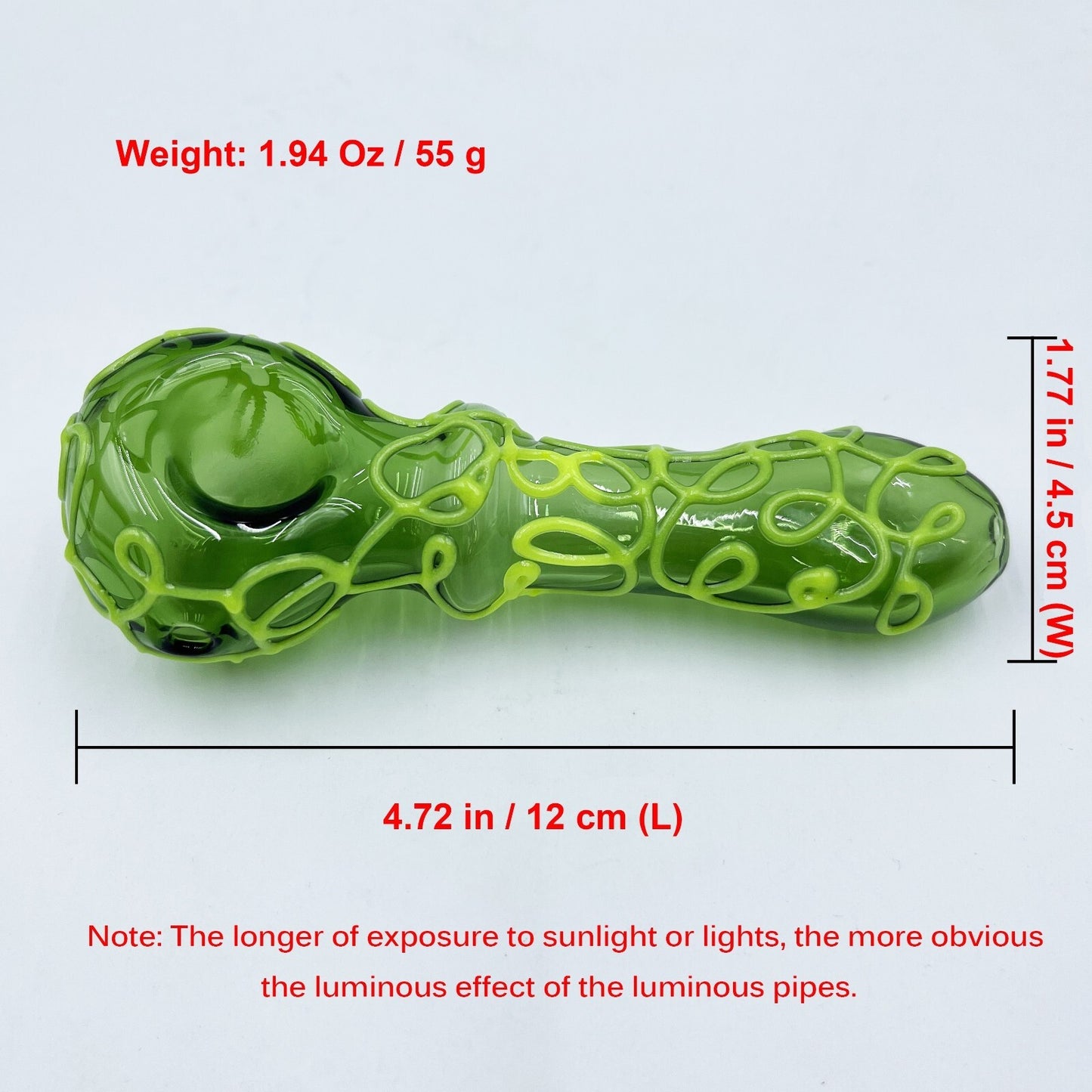 Luminous Glass Smoking Pipe, 4.72" Luminous Twisted Wire Glass Tobacco Pipes, Po