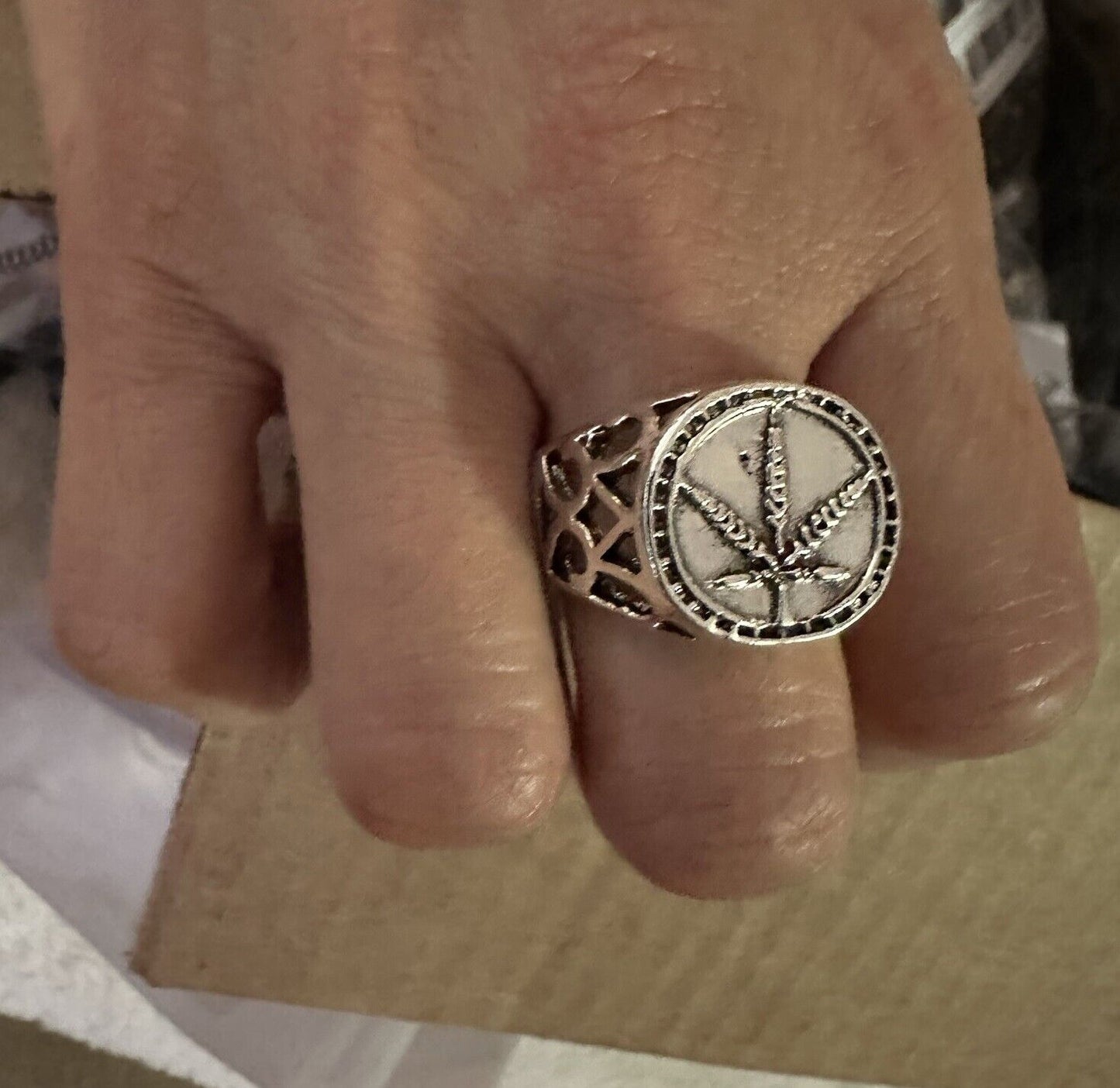 Marijuana Leaf Ring, Pot, Cannabis, Weed, Biker, Stoner, Punk, Metal, Rock size 8 to 11