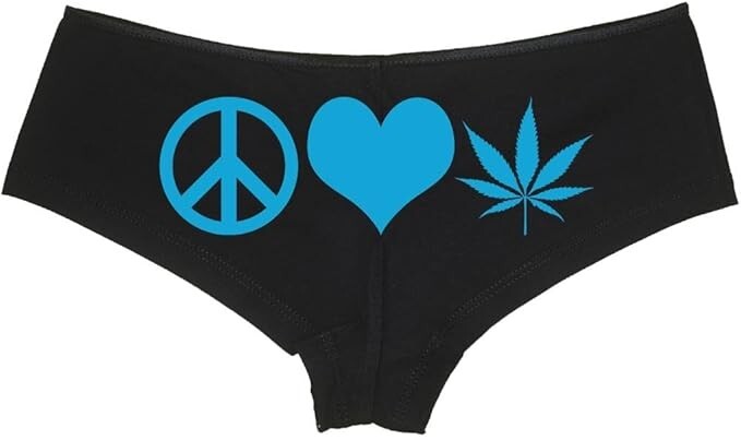 PEACE LOVE POT booty short underwear marijuana weed panties 15 colors size S to 3XL