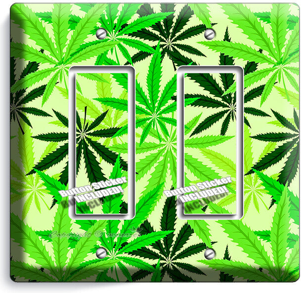🍀GREEN CANNABIS MARIJUANA LEAFS LIGHT SWITCH OUTLETS WALL PLATES MAN CAVE DECOR