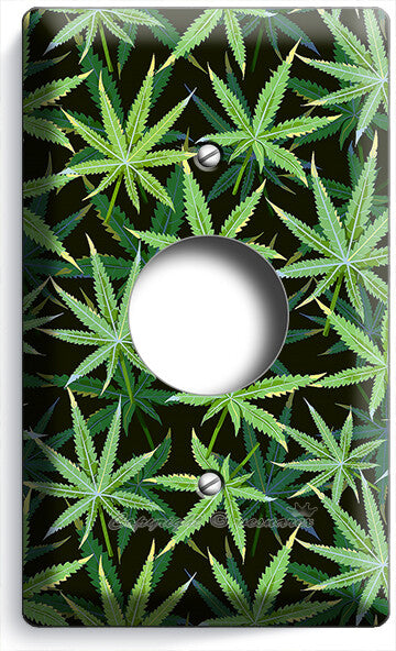 CANNABIS MARIJUANA LEAF PATTERN LIGHT SWITCH OUTLETS WALL PLATES MAN CAVE DECOR