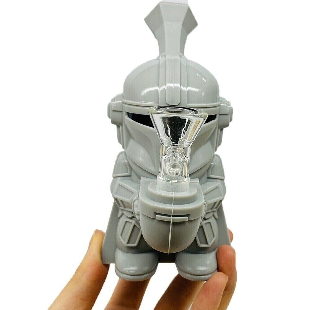 4.3" Silicone Bong Hookah Gray Soldiers Water Pipe Smoking Pipes W/ Glass Bowl
