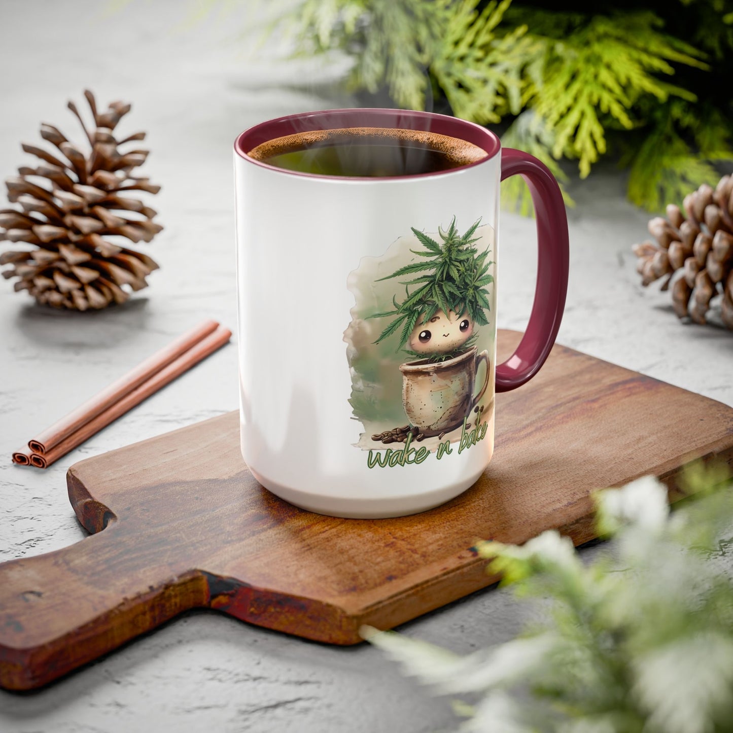 WAKE n BAKE Mug Cute Turnip Weed Cup 420 Coffee Lover Gift GenX Cannabis Stoner