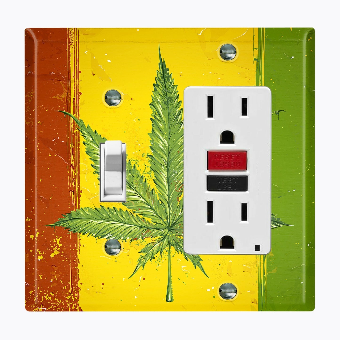 Metal Light Switch Cover Wall Plate Weed Flag Rasta