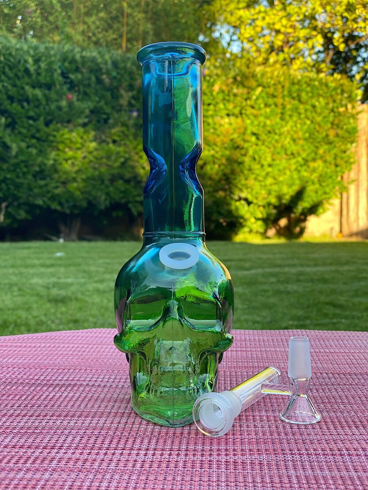 9" Halloween Skull Water Pipe Bong Hookah Thick Glass Bubbler Free Shipping