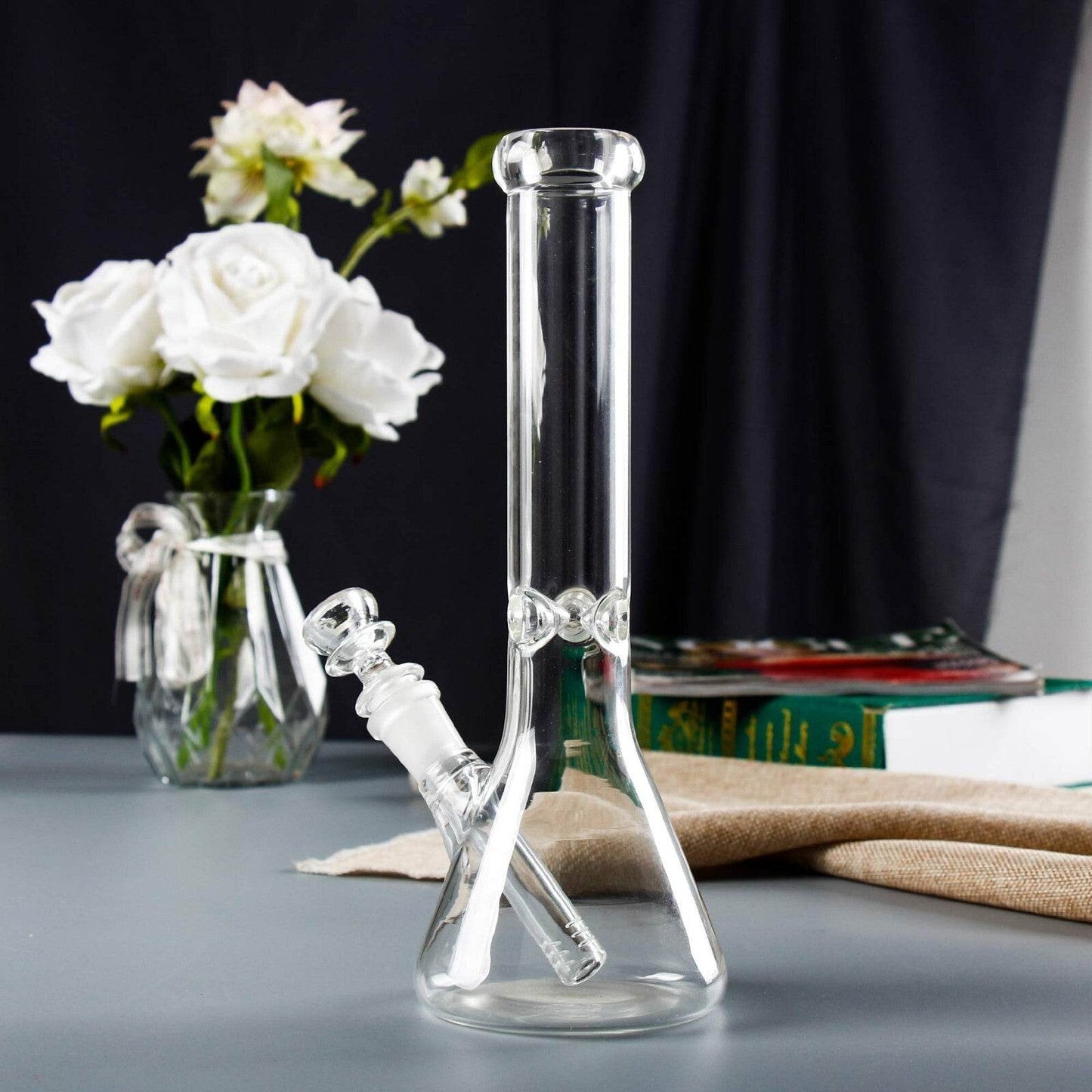 10 Inch Bongs Clear Glass Bong Smoking Hookah Heavy Glass Water Pipes 14mm Bowl - Maryjanes Bong Shop