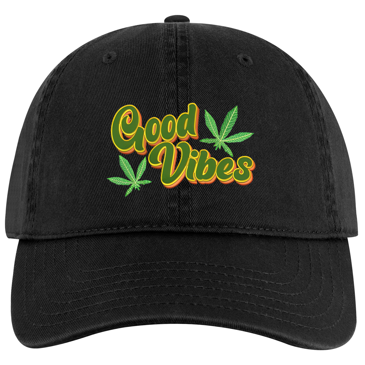 Trenz Shirt Company 420 Good Vibes Weed Leaf Embroidered Full Twill Otto Buckle