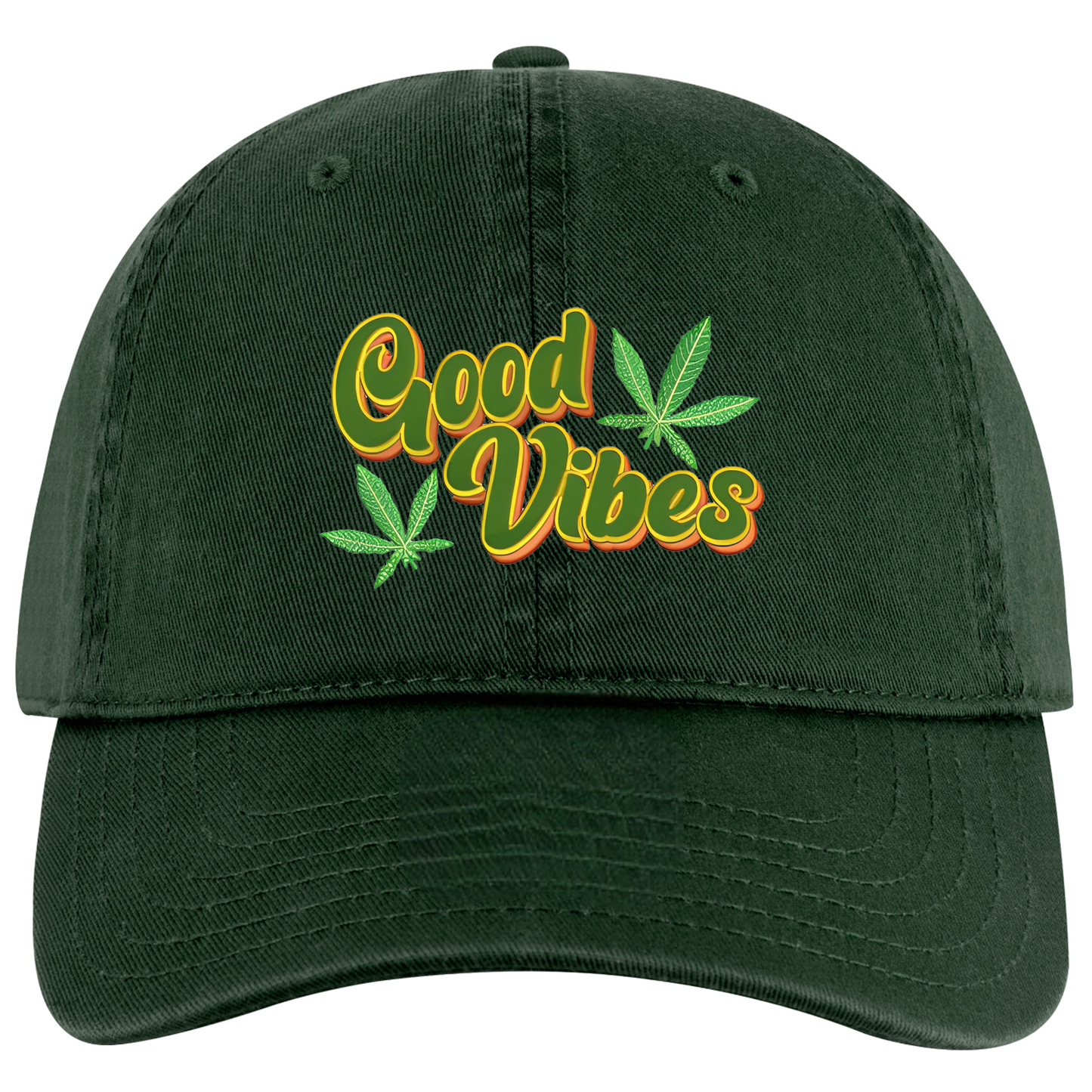 Trenz Shirt Company 420 Good Vibes Weed Leaf Embroidered Full Twill Otto Buckle