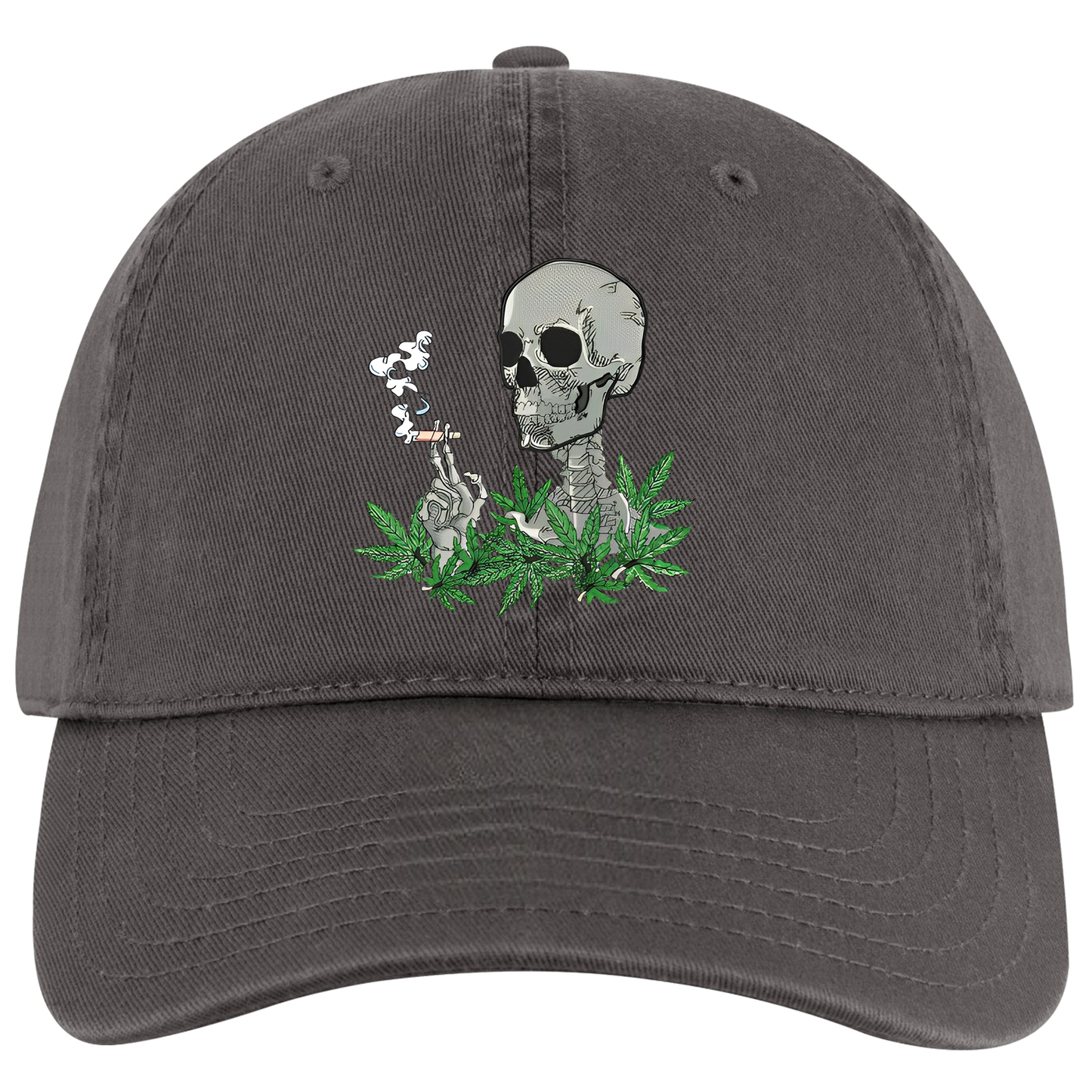 420 Skeleton Smoking Weed Embroidered Full Twill Otto 4 Colors