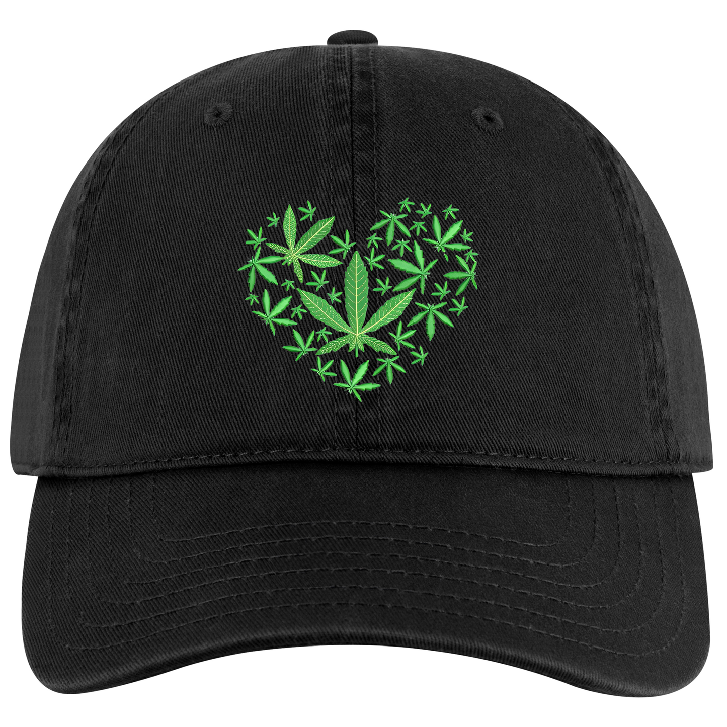 420 Weed Filled Heart Embroidered Full Twill Otto Buckle Cap 4 Colors