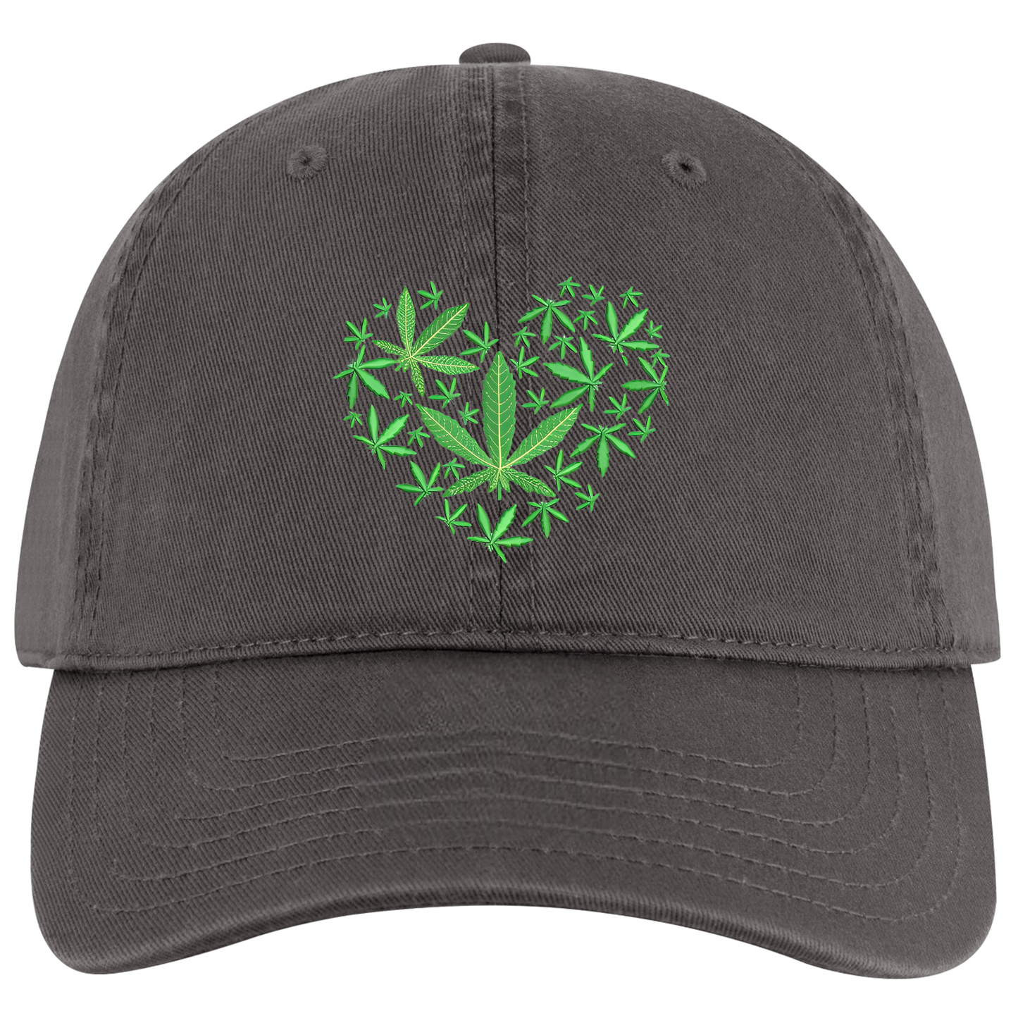 420 Weed Filled Heart Embroidered Full Twill Otto Buckle Cap 4 Colors
