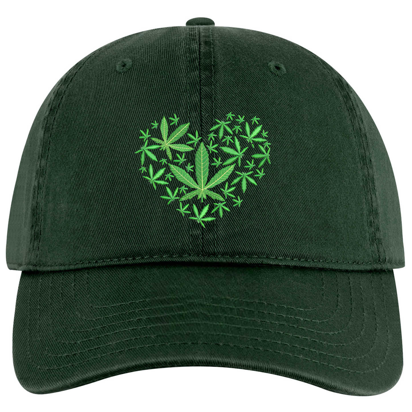 420 Weed Filled Heart Embroidered Full Twill Otto Buckle Cap 4 Colors