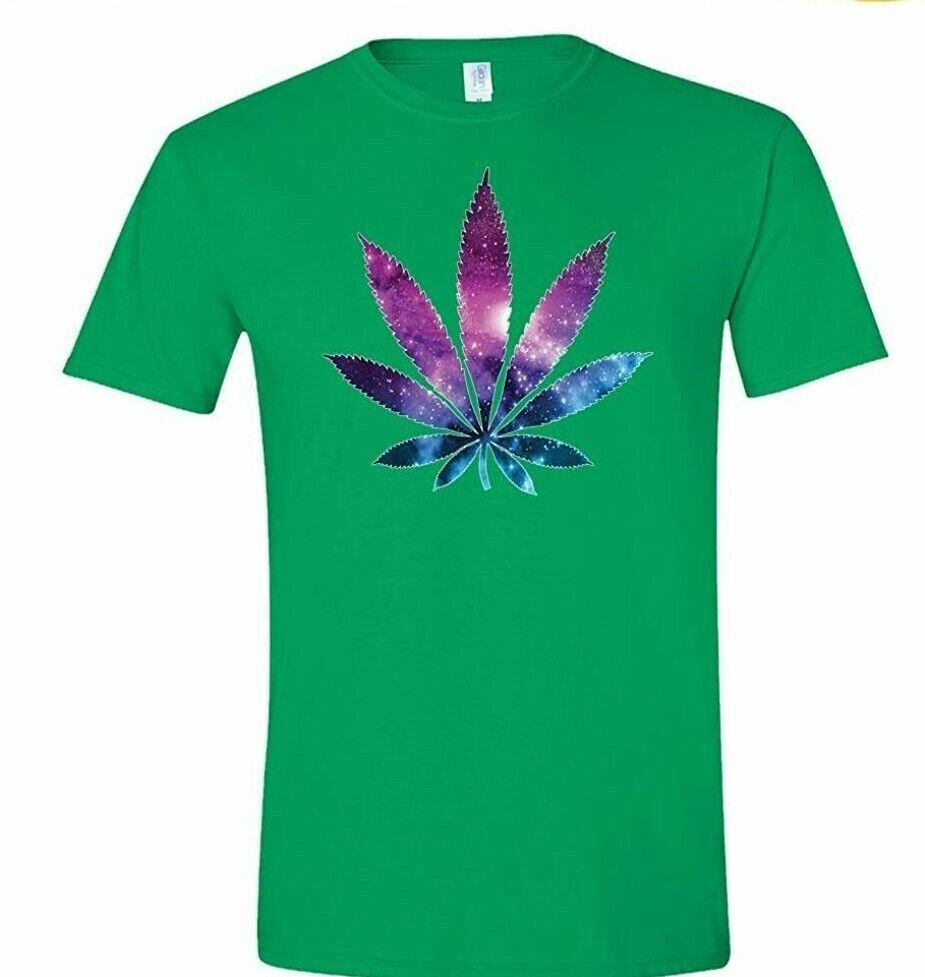 Cannabis T-Shirt Galaxy Weed Colorful Unisex Men Women 12 Colors Soft Cotton Tee S to 3XL