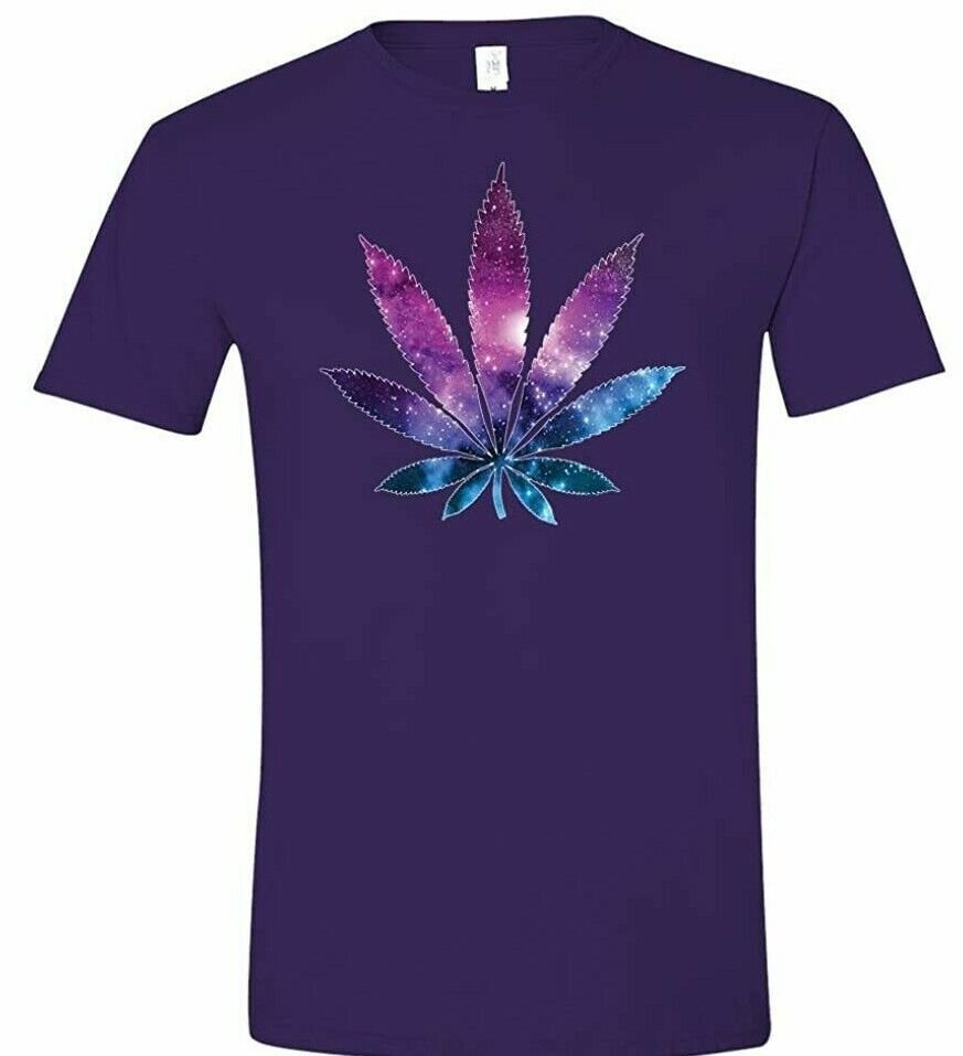 Cannabis T-Shirt Galaxy Weed Colorful Unisex Men Women 12 Colors Soft Cotton Tee S to 3XL